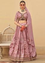 Silk Pink Bridal Wear Foil Printed Ready To Wear Lehenga Choli